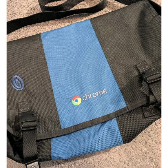 RARE Timbuk2 Google Chrome Blue / Black Messenger Bag Made in San Francisco - Picture 2 of 10